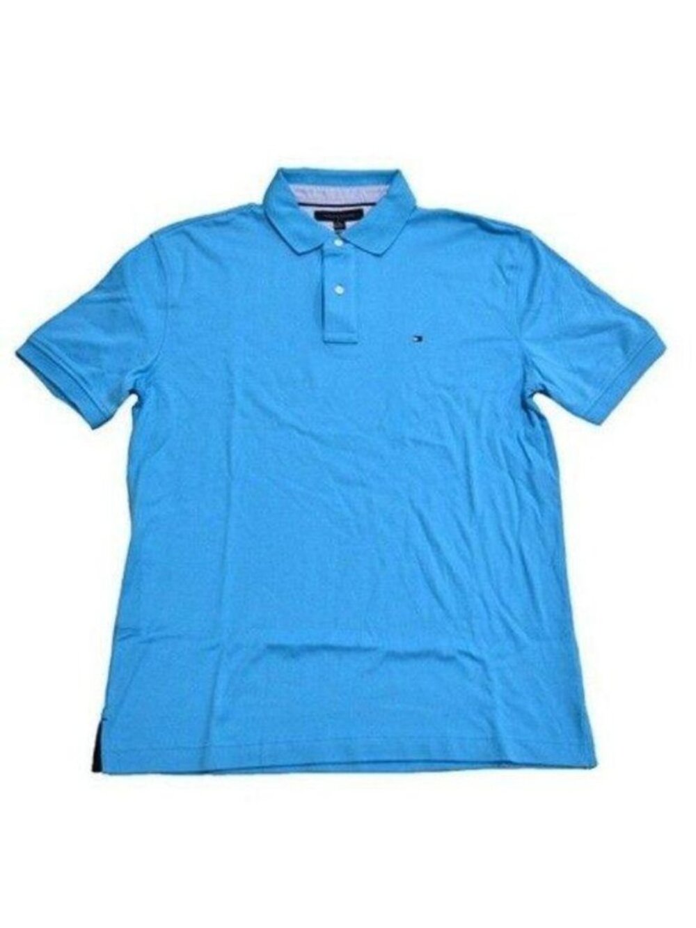 Tommy Hilfiger Men's Aquarius Blue Polo Shirt Custom Fit Interlock Size Small